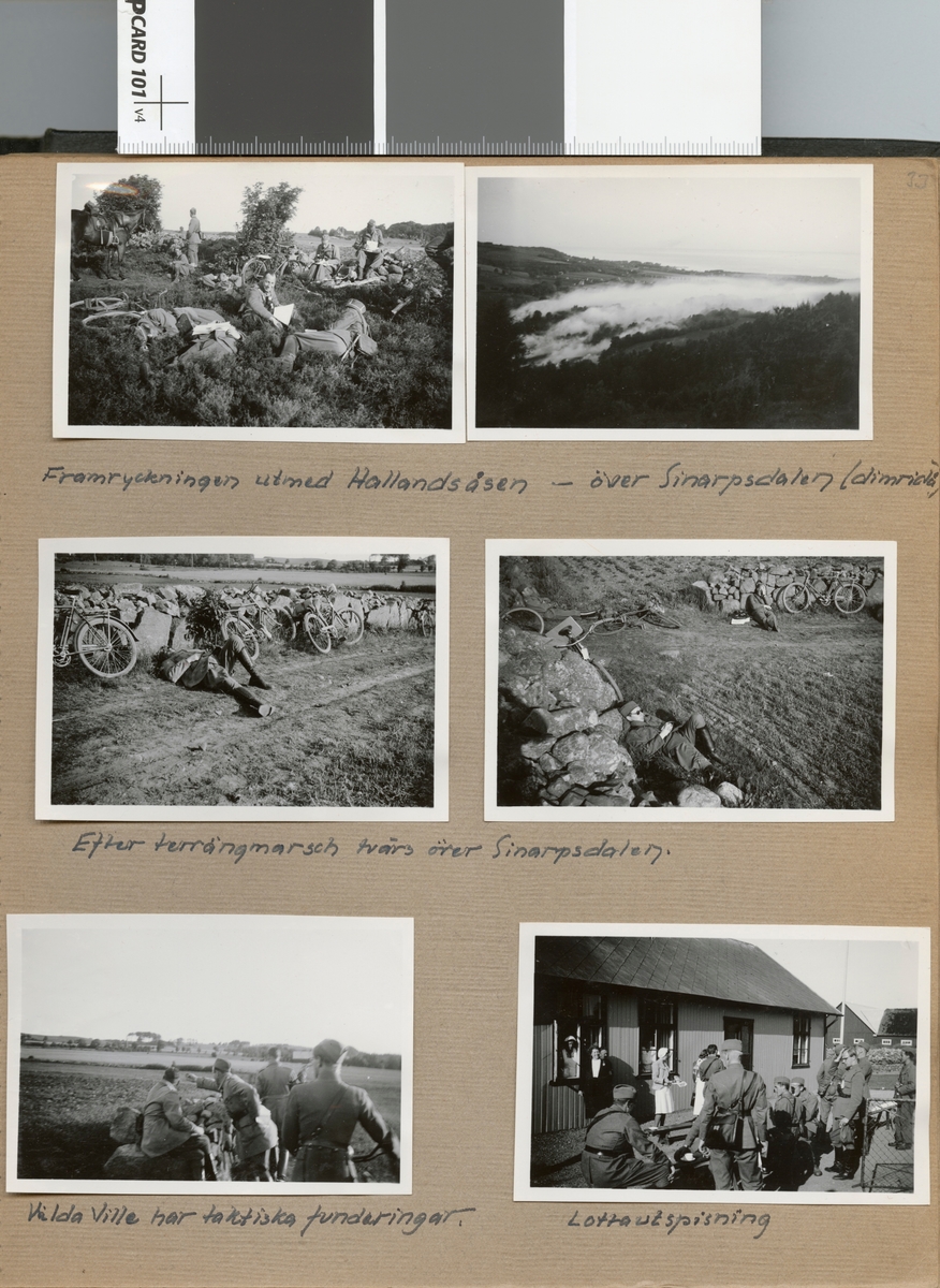 Text i fotoalbum: "Adjutantkursen juni 1940. Tyringe-Torekov m. fl. platser. Lottautspisning".