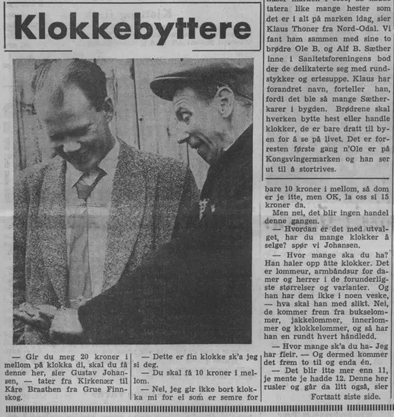 ”Watch traders”, Hamar Stiftstidende (local newspaper) 6 May 1959.