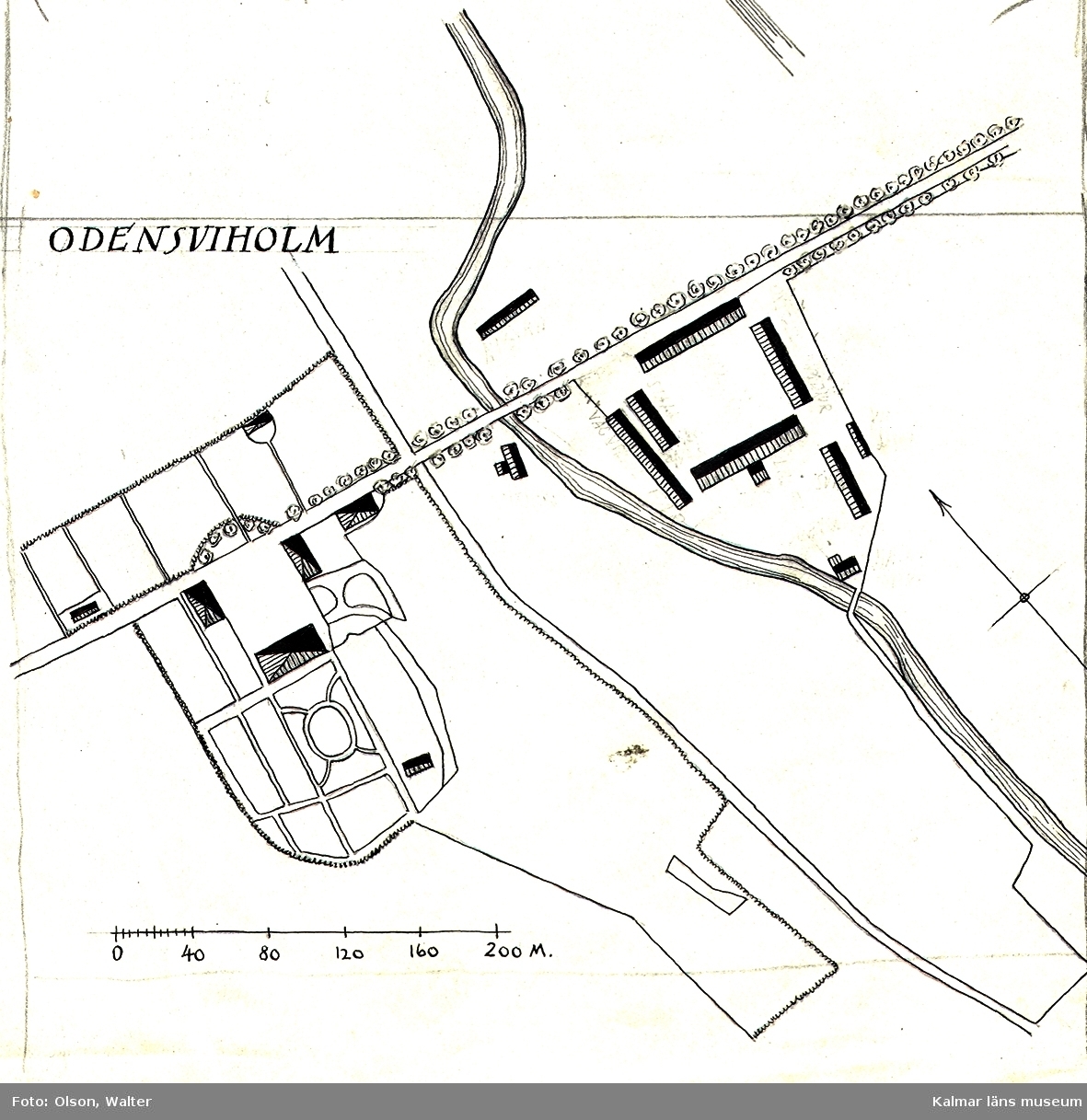 Karta upprättad 1911 över Odensviholms herrgård.