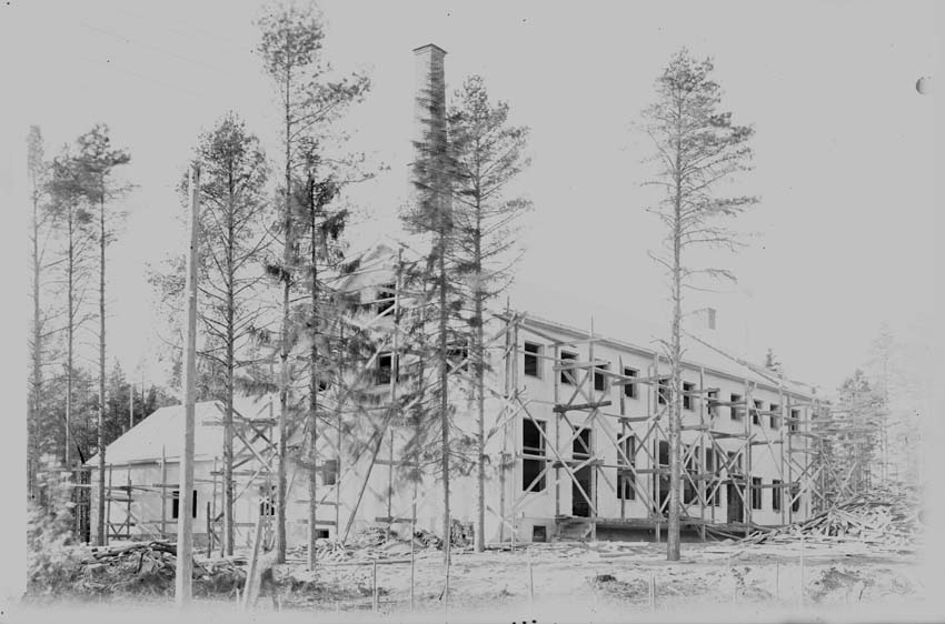 Byggnation av bostadshus, ca 1910.
