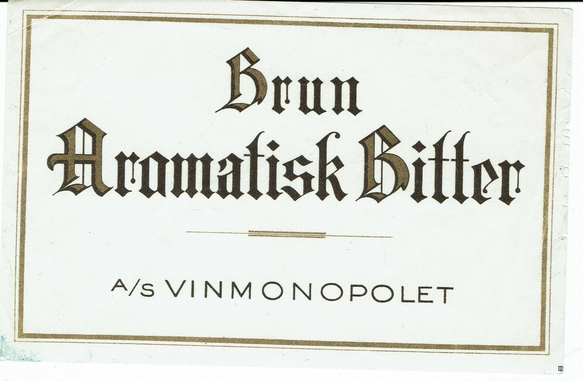 Brun Aromatisk Bitter. A/S Vinmonopolet. 