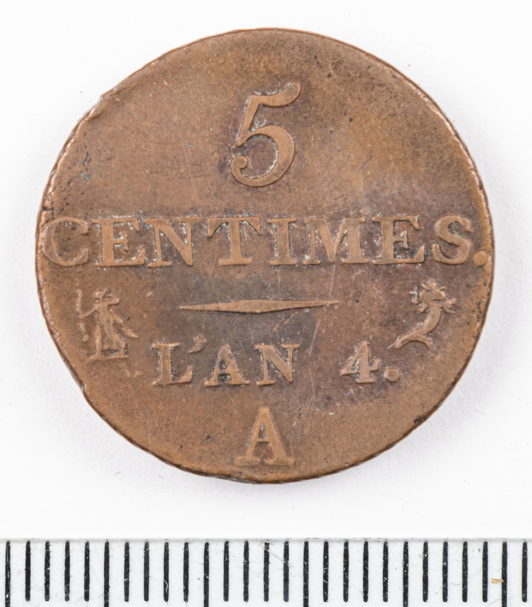 Mynt Frankrike 1795 5 Centimes.