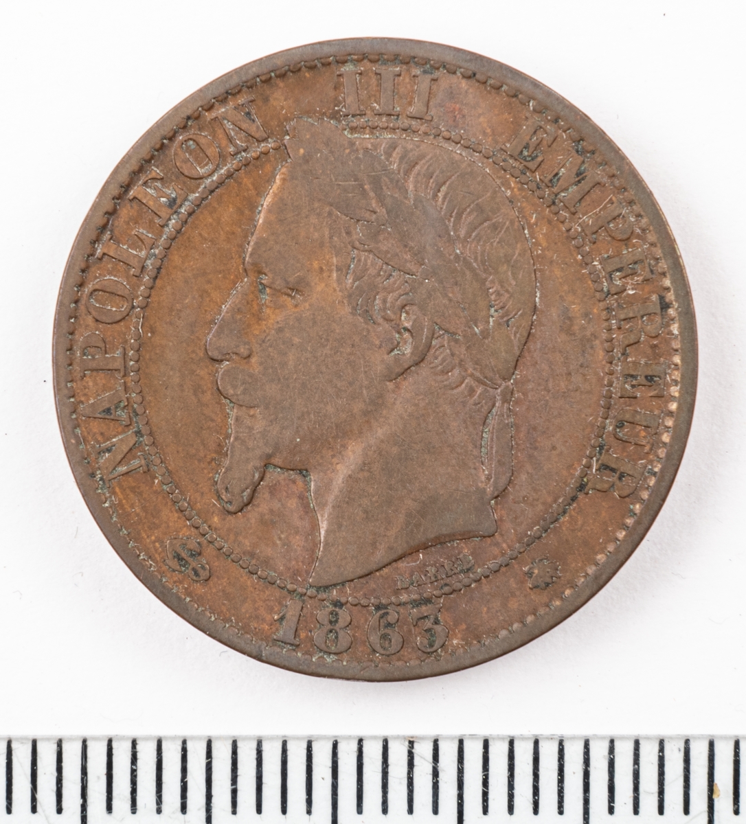 Mynt Frankrike 1863 5 Centimes.