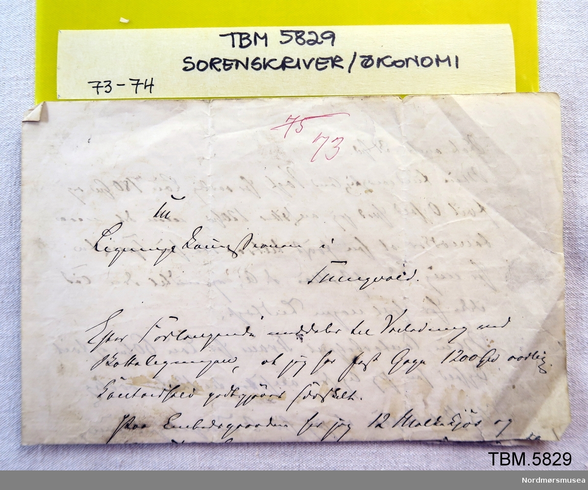 73. Oppgave fra sorenskriveren på Gyl til ligningskommisjonen om sine inntektsforhold. 1874
74. Sorenskriveren klager på skatten. 1875