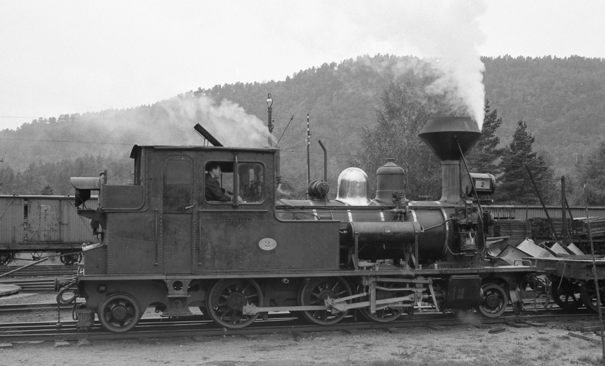 Skifting med Setesdalsbanens lokomotiv nr 2 på Grovane