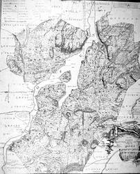 Kart over Hedmarken og Oplandene, Toten, Mjøsa, tegnet av N.