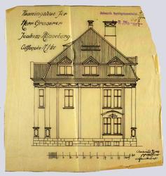 Vaaningshus for herr Grosserer Joakim Rønneberg. Ostfacade [