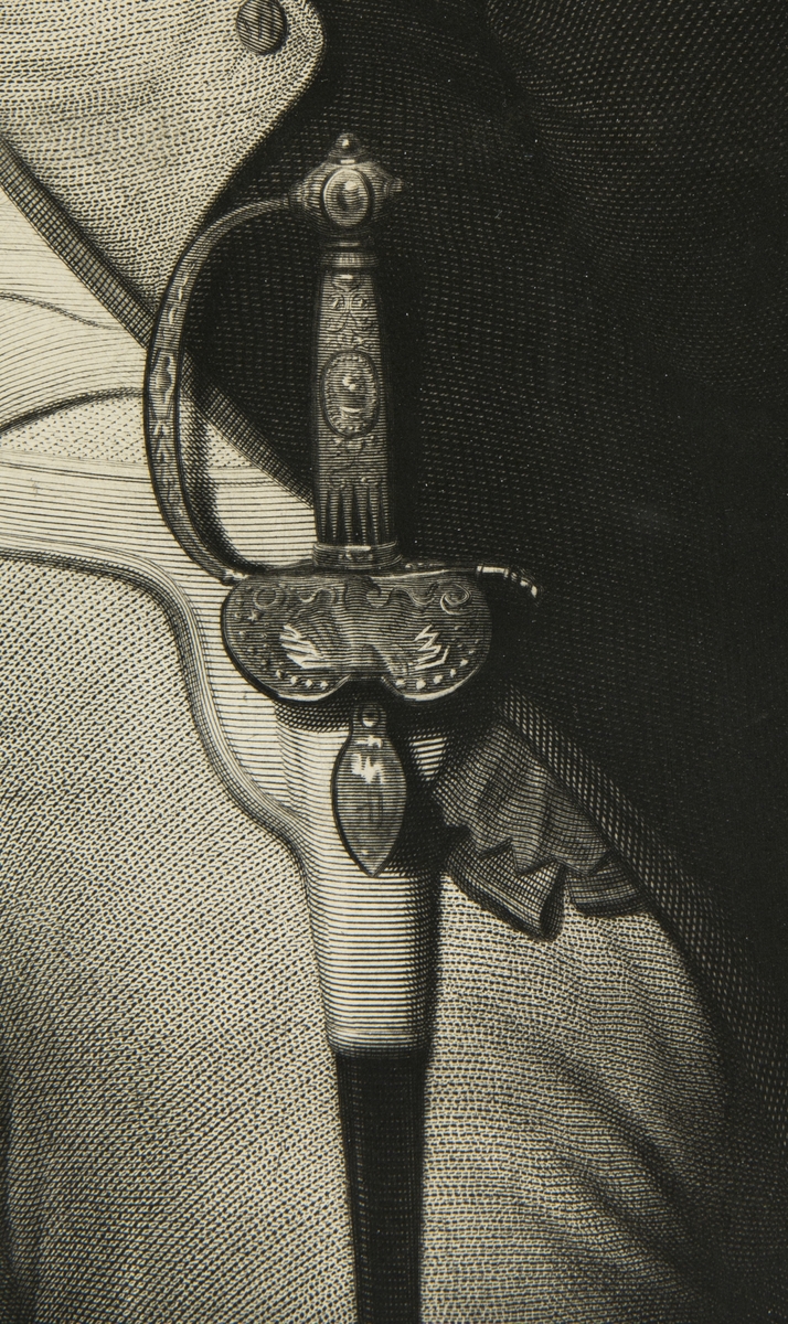 Napoleon i uniform med ordener, halvfigur, venstrevendt.