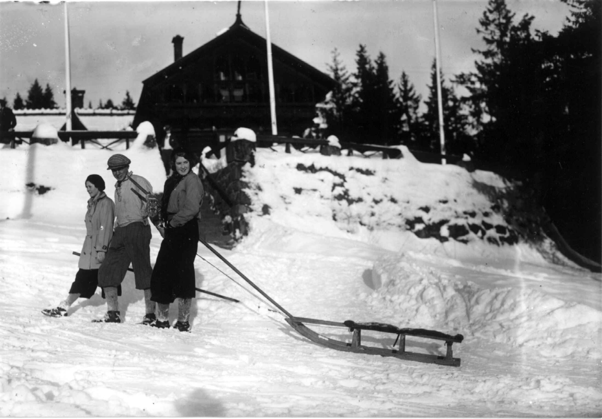 Oslo, Frognerseteren 1930. Vintermotiv. Aking