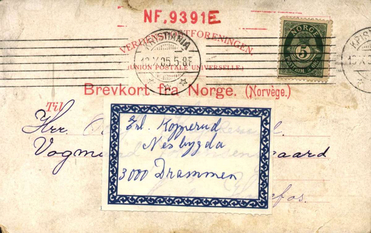 Postkort. Fotografisk motiv. Geirangerfjorden. Stemplet 13.10.1905.