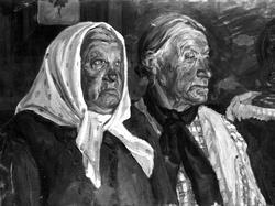 Avfotografering, 1916. Detalj fra maleri, sannsynligvis av N