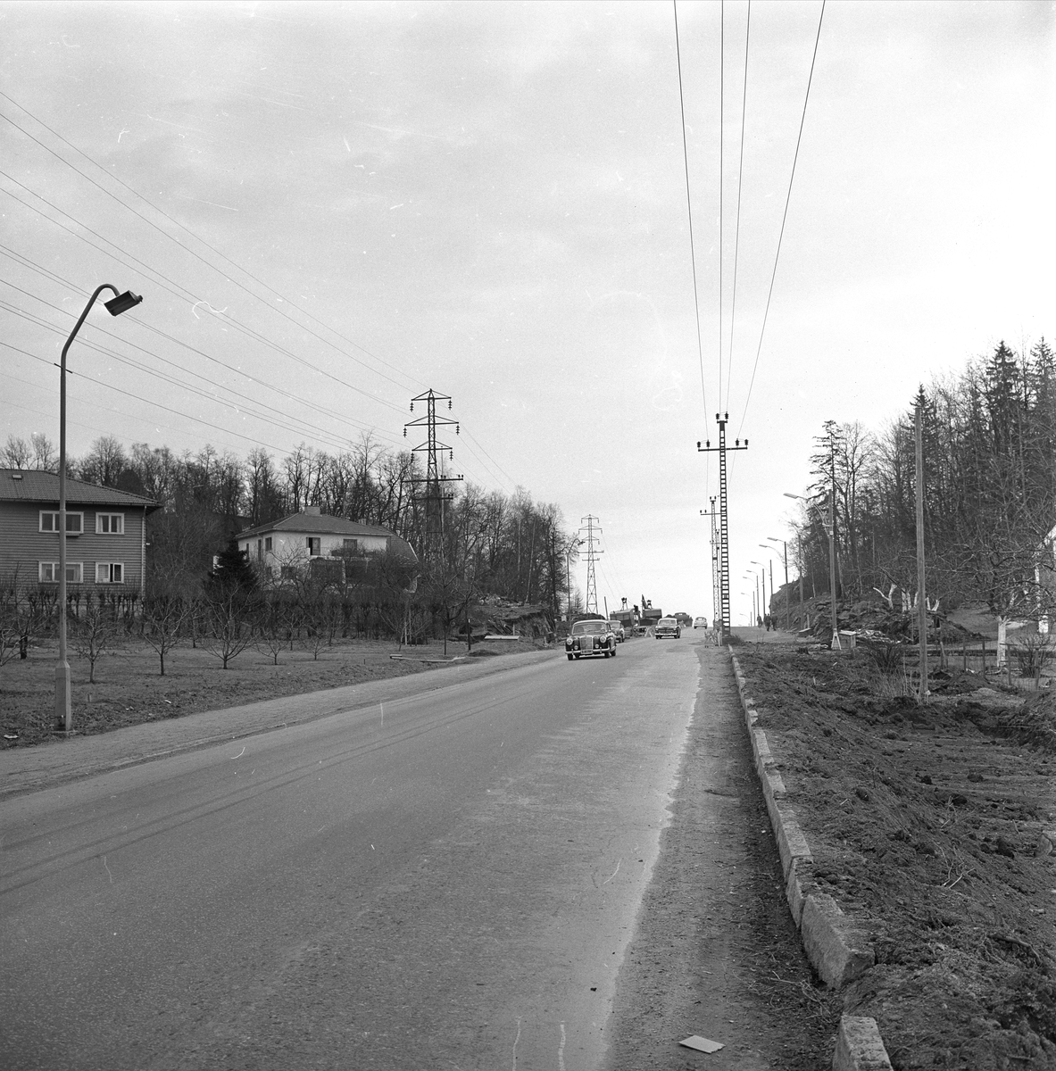 Ullernchaussèen, Oslo, 08.11.1958.Trafikkbilde.