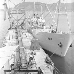 Ålesund, august 1958, sildefiske, fra fiskemottaket, båt vei