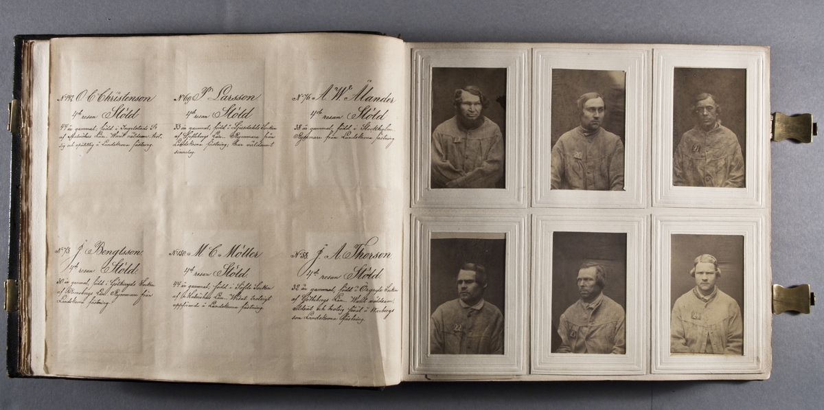 "Photografiskt Album för år 1861 öfver fångar förvarade å Warbergs fästning".  Samt i samma album : "Photografiskt Album för år 1861 öfver fångar förvarade å Landskrona fästning".