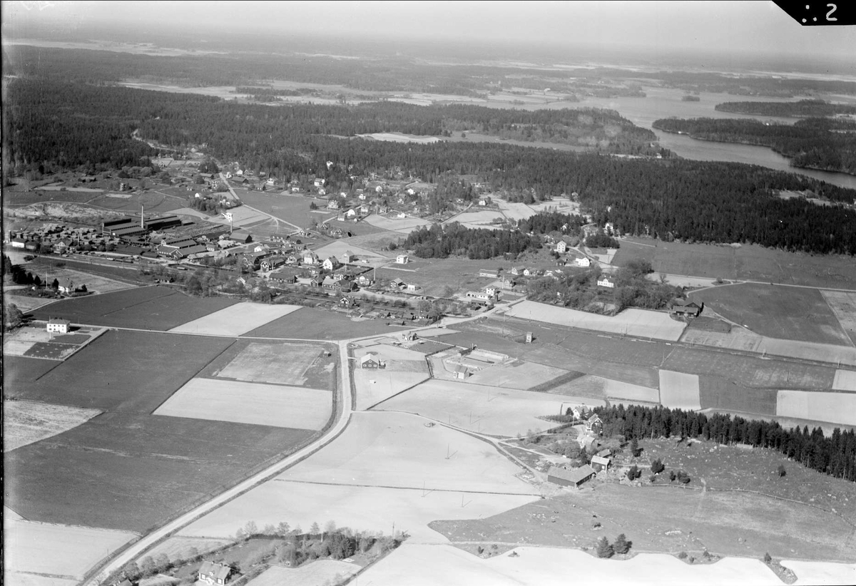 Flygfoto över Knivsta, Uppland 1936