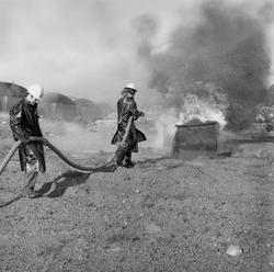 Brannøvelse i Kvernelands Fabrikk AS, juni 1974