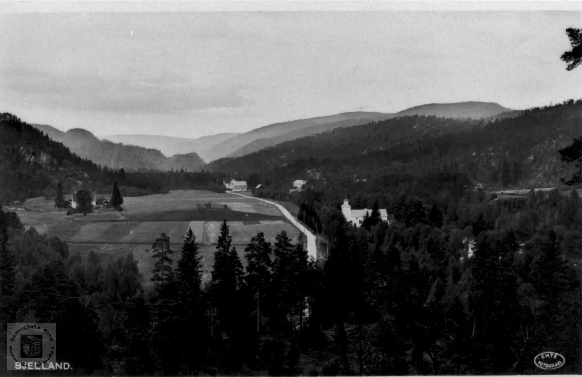 Utsikt over Bjelland fra Preståsen.