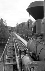 Hornnes bru, sett fra damplokomotiv nr. 2 i godstog 5662