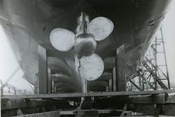 Hekktråleren/linebåten M/S Thue Jr., B/N 552 på beddingen fø