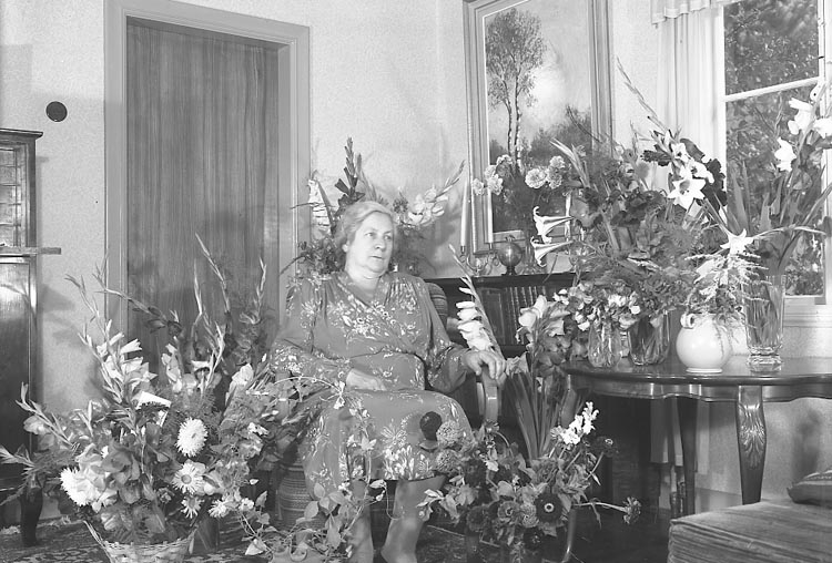 Enligt fotografens journal nr 7 1944-1950: "Olsson, Fru Anna S. Vägen Här".