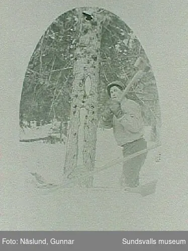Skogshuggare ca 1920, kamrat till Gunnar Näslund.