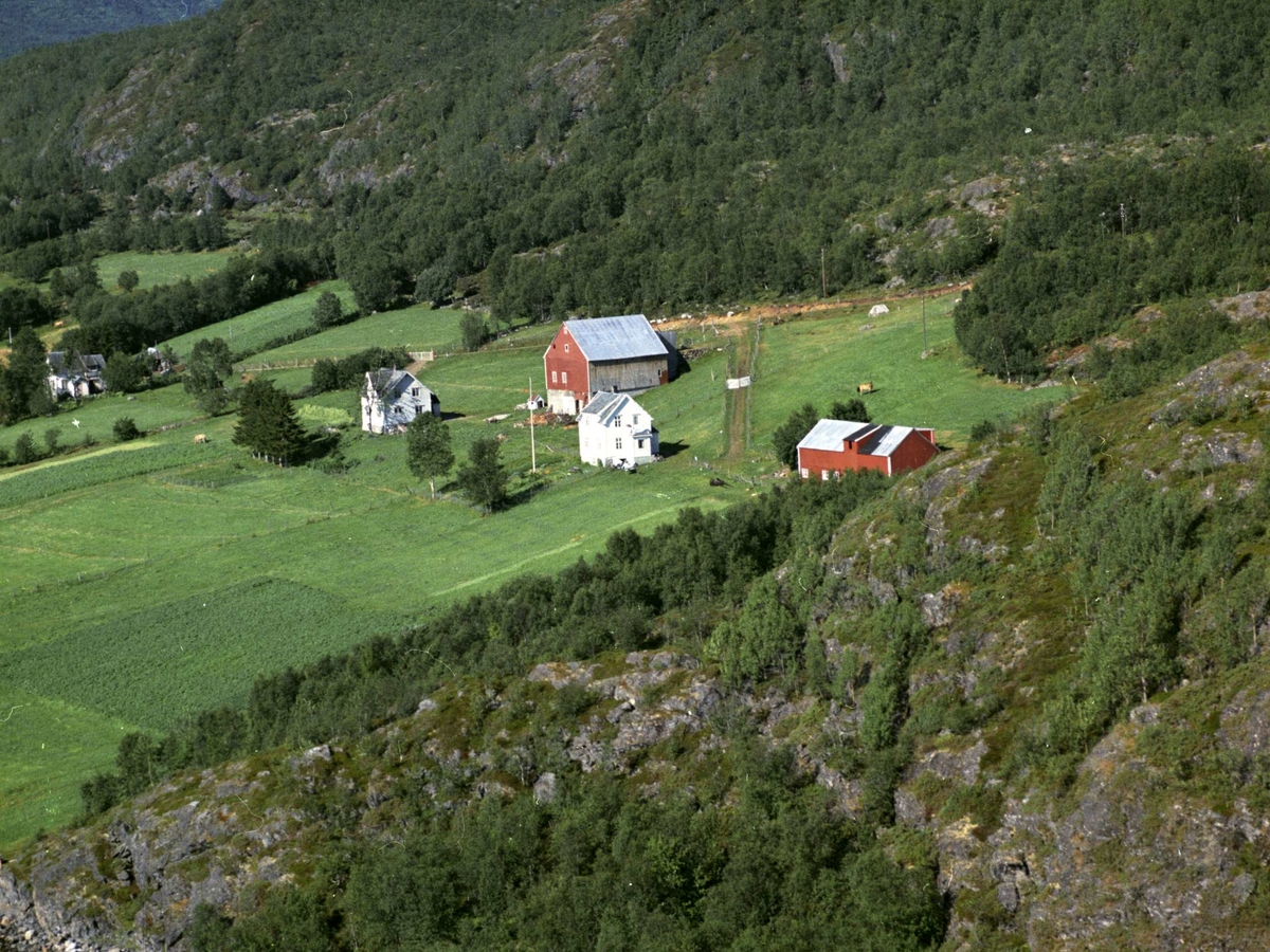 Flyfoto av gårdsbebyggelse i Nordvik.