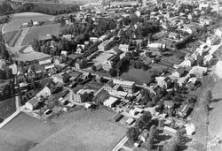 Oversiktsbilde fra boligstrøk i  Mysen  i Eidsberg, flyfoto 