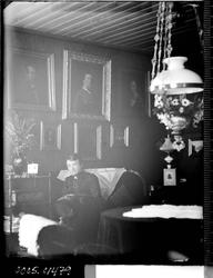 Portrett av en kvinne som sitter i en stue.