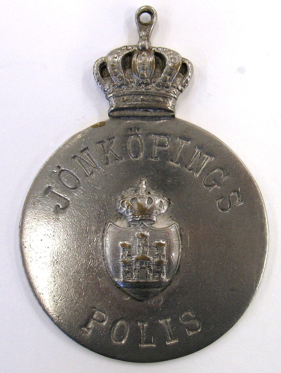 I relief Jönköpings stadsvapen och krona samt ''Jörnköpingspolis.

Sekelskiftet 1800-1900