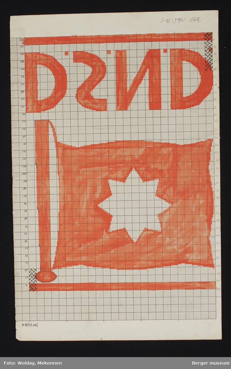 Logo rederiflagg med stjerne.  D.S.N.D. (i speilskrift)

