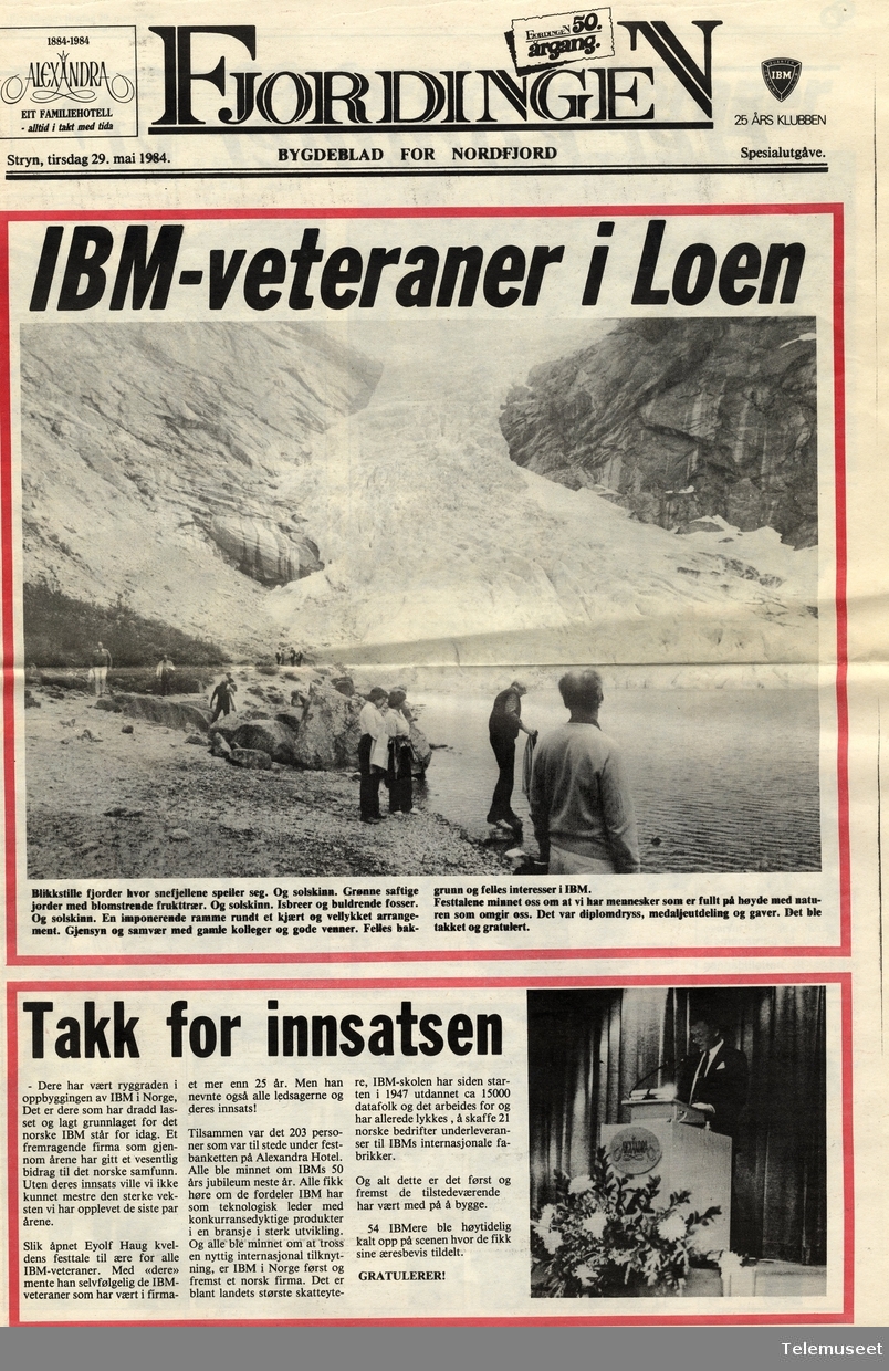 IBM - veteraner i Loen 1984 - 25 års klubb - avisutklipp