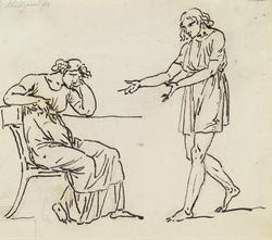 Scene fra en komedie av Terents [Tegning]