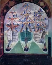 Avreisen. Fra Zodiacus, utkast til Sjømannsskolen i Oslo [Ma