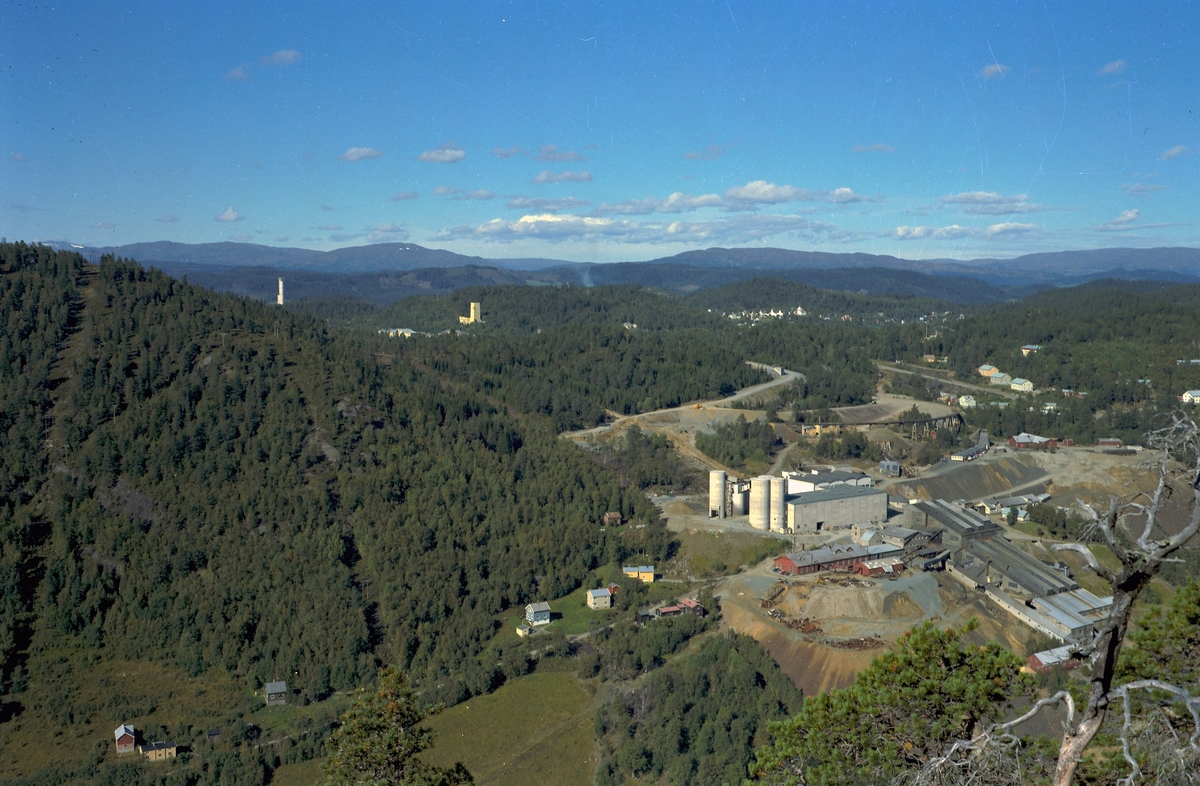 Oversiktsbilde av produksjonsanleggene ved Løkkengruva 1974.