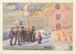 Bylandskap [Akvarell]