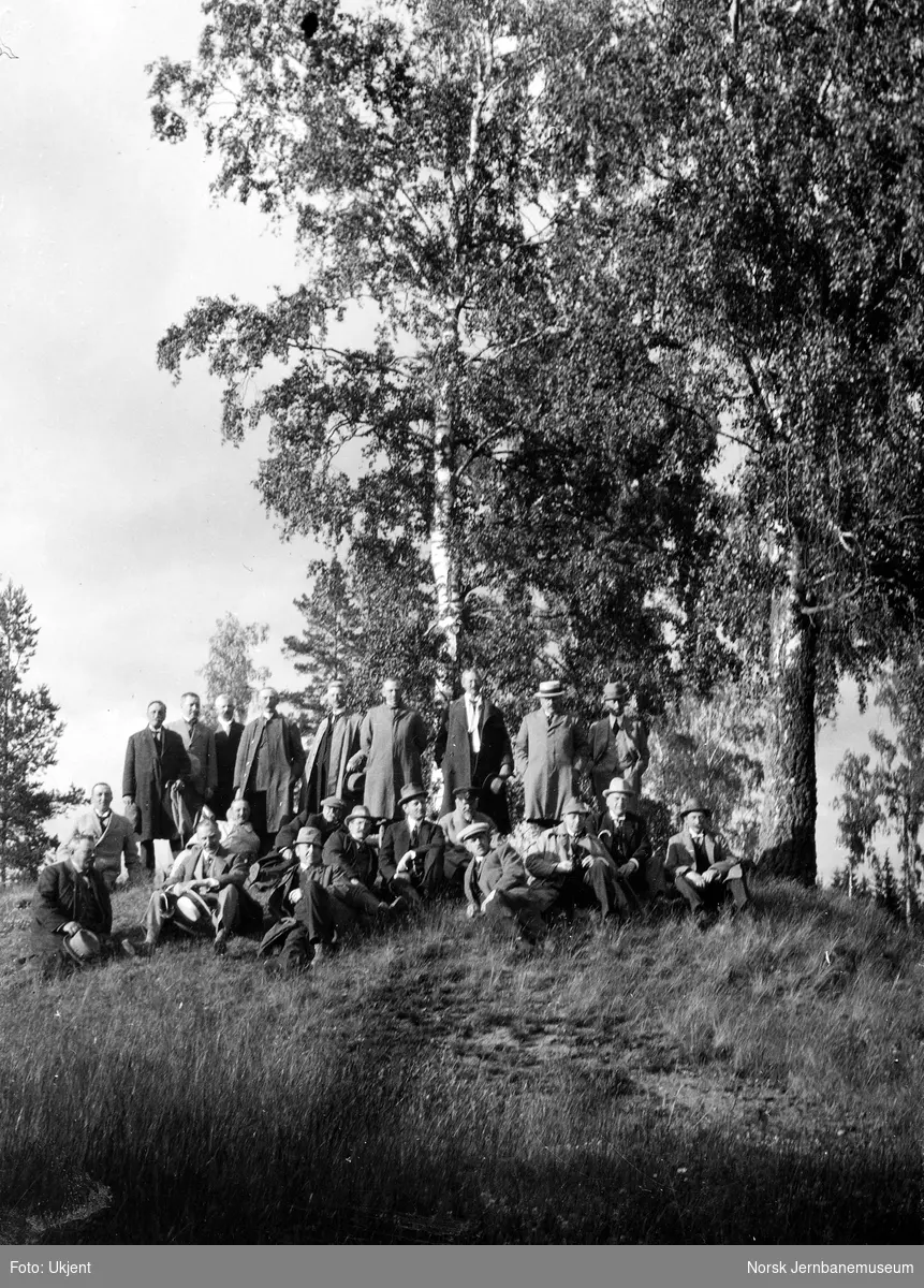 Jernbanebefaring i Valdres : gruppebilde av deltakerne på Stafhella, Ringerike